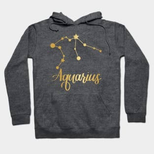 Aquarius Zodiac Constellation in Gold Hoodie